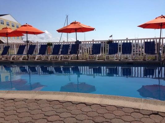 Enjoying the pool between treatments.