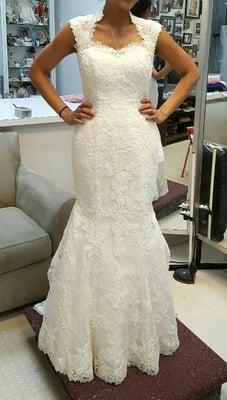 The amazing work she did on my lace gown -with bustle!!!