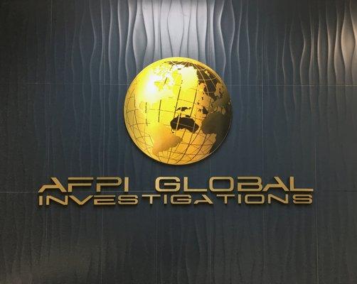 Routed PVC Lobby Sign with Brushed Gold & Digitally Printed Globe