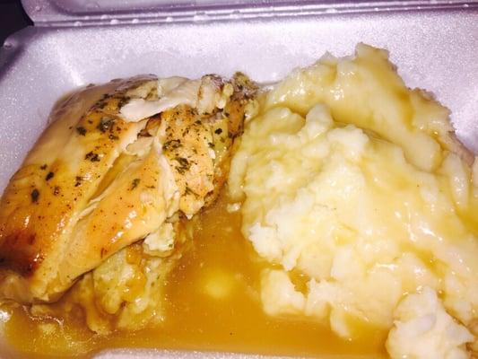 Stuffed chicken and mashed potato lunch special under $6.00!