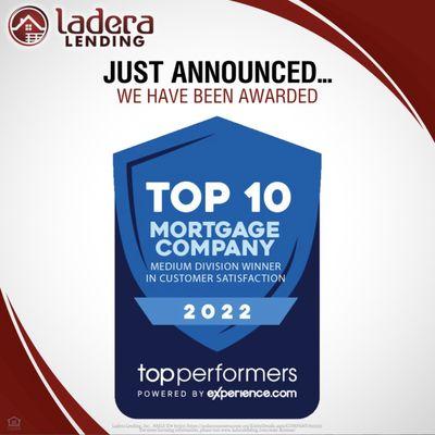 We are honored to be recognized by Experience.com as a Top Performer in the mortgage industry for customer satisfaction!