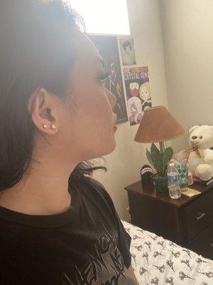 Re-pierced lobe and a new piercing above it!