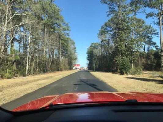 Road to race track from entrance