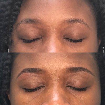 Brow tint before and after. Book now to take advantage of the grand opening discount!