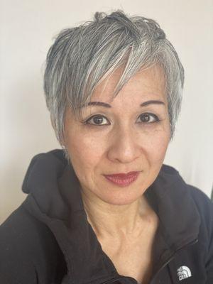 Short salt and pepper hair color