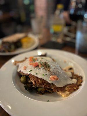 Crab Crusted Redfish with Brussel Sprouts - @rayz