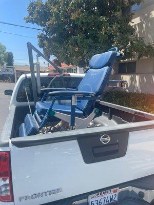 Hoyer Lift and Mobility Table and chair with cognitive supplies