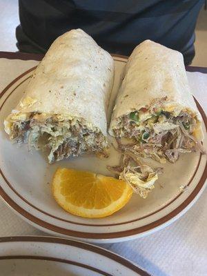 Breakfast burrito with carnitas!