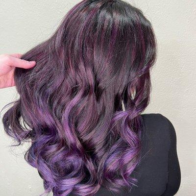 Blending balayage and vibrant haircolor to create a masterpiece to wear proudly