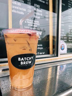 Iced Berry Shortcake Latte with oat milk