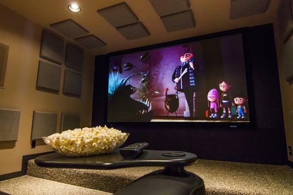 An example from our showroom of a home theater set up to perfection. Schedule a demo to see for yourself!