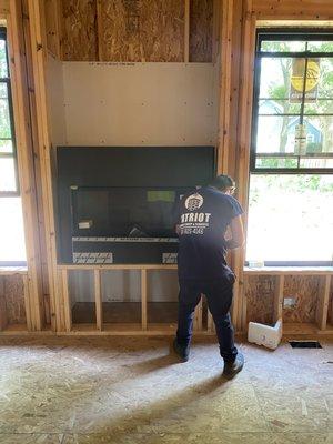 Gas fireplace install.