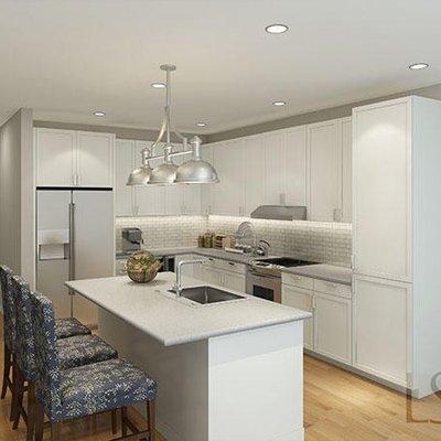 A kitchen in an apartment unit at The Barclay at Southpark