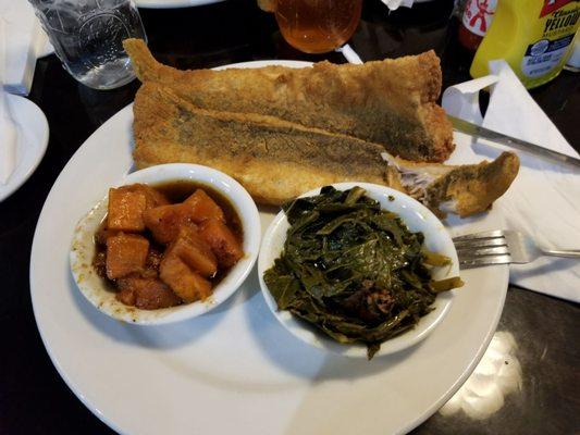 Whiting, collards and candied yams!