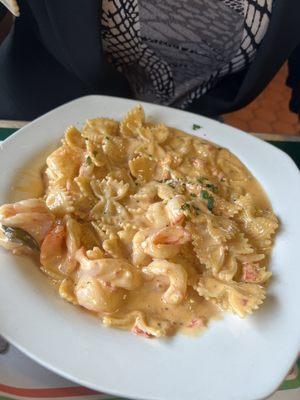 Shrimp farfalle with vodka sauce