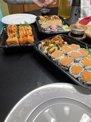 Two Any 3 Rolls Lunch Special and a special roll