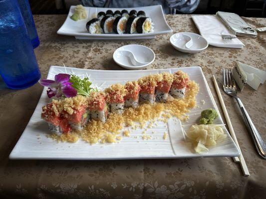 Volcano Roll and tempura veggie roll