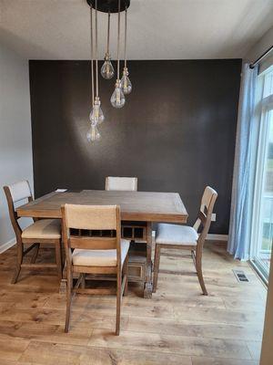 A dining room transformed by a bold accent.