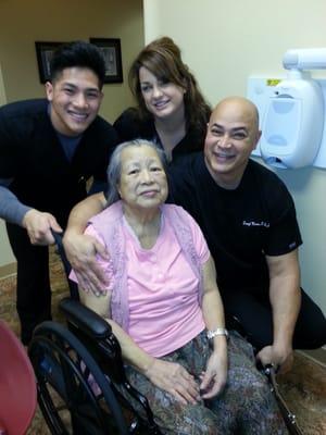 Dr. Morris and professional staff with my mom after her procedure.