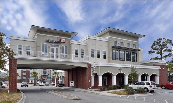 Building Entrance. Contains the Leasing Office, Bistro, Computer Lab, Gym, and Tanning Beds.