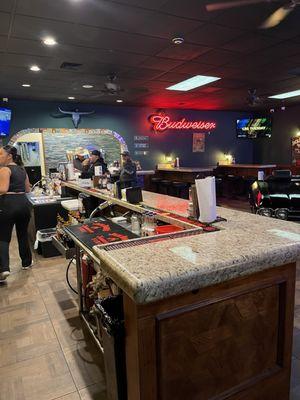 A view of the bar, we went on a heavy rain stormy night.  Had the place to ourselves.