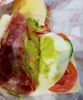 Paid $1 extra for that avocado spread on a #5 Vito ($5.50), an Italian sub.