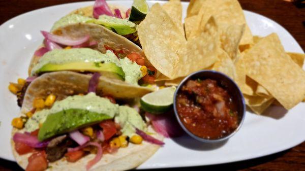 Tacos with chips and salsa