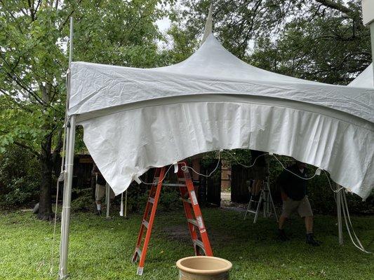 Tent raising.