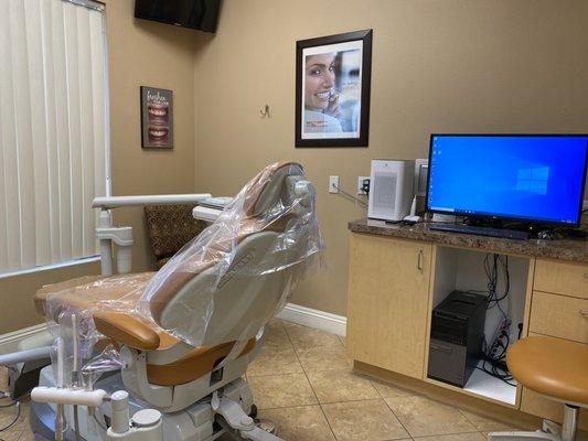 Every treatment rooms are equip with air purifier. Sterilized, cover and clean before patient are seen.