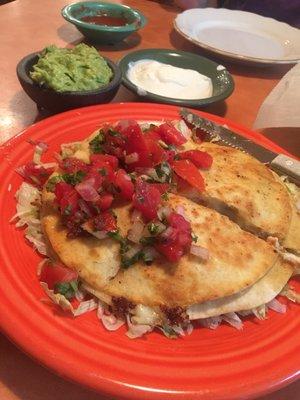 Especial quesadilla.  Great guacamole.