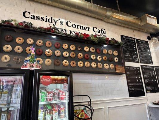 Bagel wall inside cafe