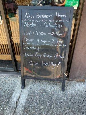 New Business hours