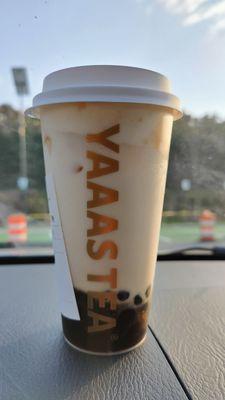 Brown Sugar Milk Tea with Boba before mixing