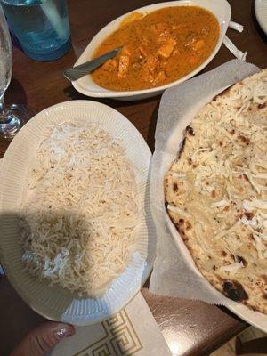 Butter Chicken. Garlic Cheese Naan