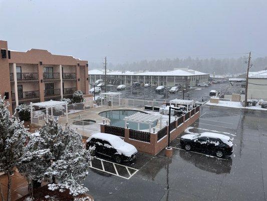 View of the outdoor pool - March 2021