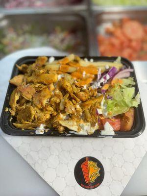 Chicken Shawarma Platter has a good amount of Protein  and the rice is the favorite Basmati (the other favorite being Jasmine)