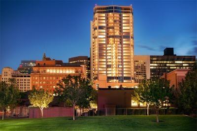 Night view of 44 Monroe Apartments in Phoenix, AZ.