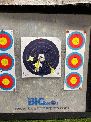 20 yards at their indoor range with a traditional 45 pound recurve Shooting instinctively.