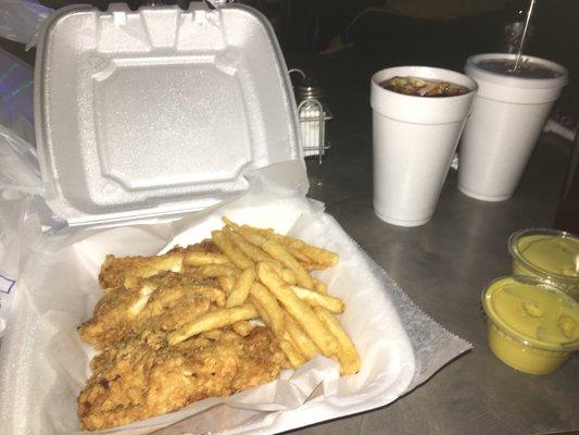 Yummy Chicken tenders and fries!