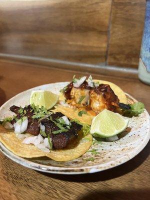 Lengua and octopus tacos