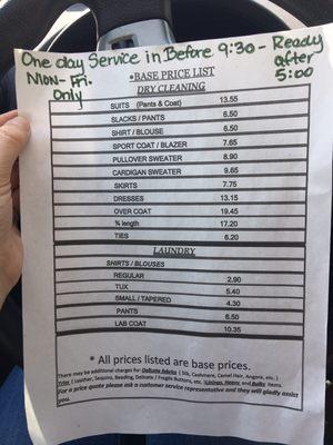 Price list