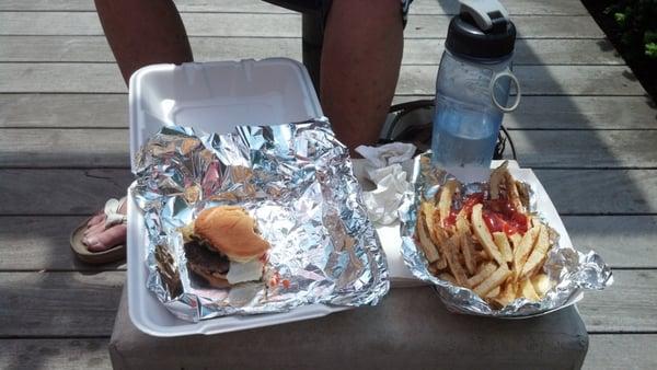 Hamburger and fries from "Stuff Yourself" truck. Pretty good!