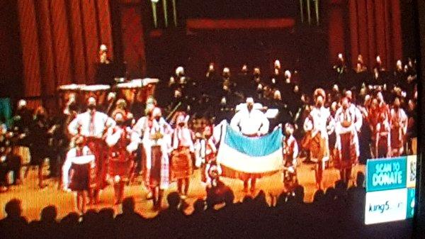 Standing ovation for the Ukrainian dance ensemble at Mayors Concert for Peace fundraiser with Seattle Symphony at Benaroya Hall  (4/4/22)