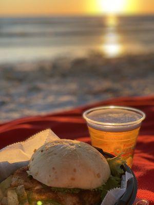 Watching sunset with Frenchy's to go picnic