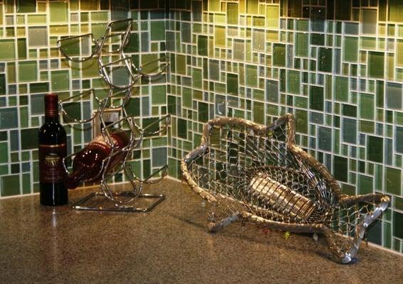 Glass tile backsplash