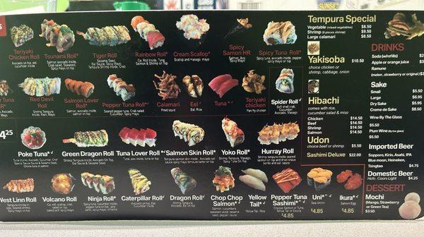 Sushi Hurray Menu