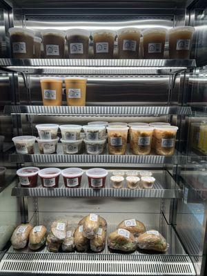 Grab and Go Pantry with soups, salads, sandwiches and full meal kits.