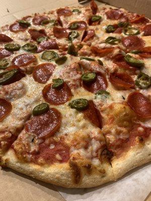 Pepperoni and jalapeño pizza 7/30/21