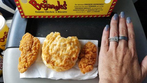 Chicken tenders are a cold hard joke.. not even half the size of a biscuit. Avoid this place!