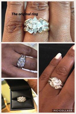 My original ring is featured in the top photo while the replica is in the pictures below.